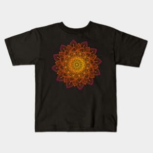 Red-Orange Digital Mandala Kids T-Shirt